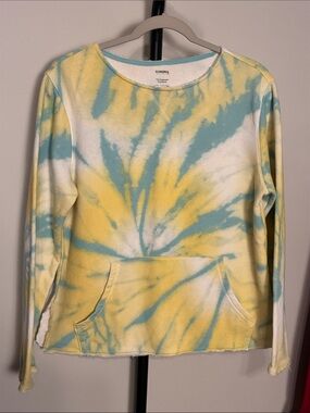 ❤️Sonoma Upcycle Sweatshirt Yellow Blue Tie-Dye Pullover Boy XL /Women’s Medium